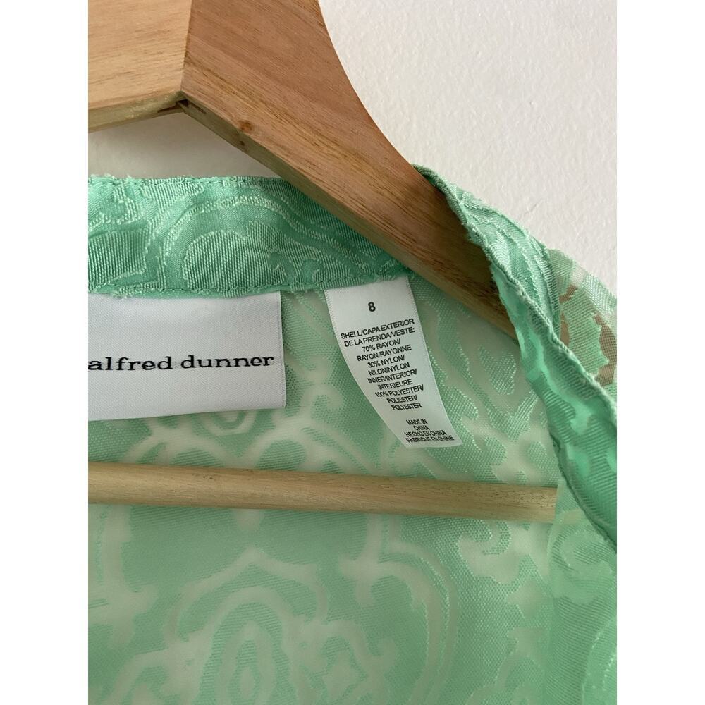 Alfred Dunner Top Women’s Size 8 Green Sheer Lightweight 3/4 Sleeve Button Up - Picture 7 of 7